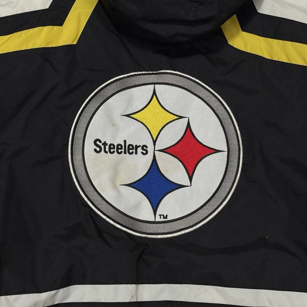 VTG NFL Pro Line Apex One 90s Pittsburgh Steelers Mens XL Puffer Jacket w/ Hood - Picture 6 of 11